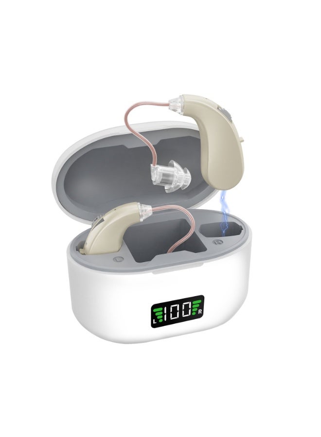 Rechargeable Digital Hearing Aid for Seniors, Noise Cancelling with 3 Listening Modes, Fast Charging with Portable Case, Comfortable Fit, Long Battery Life (Beige) - Image 1